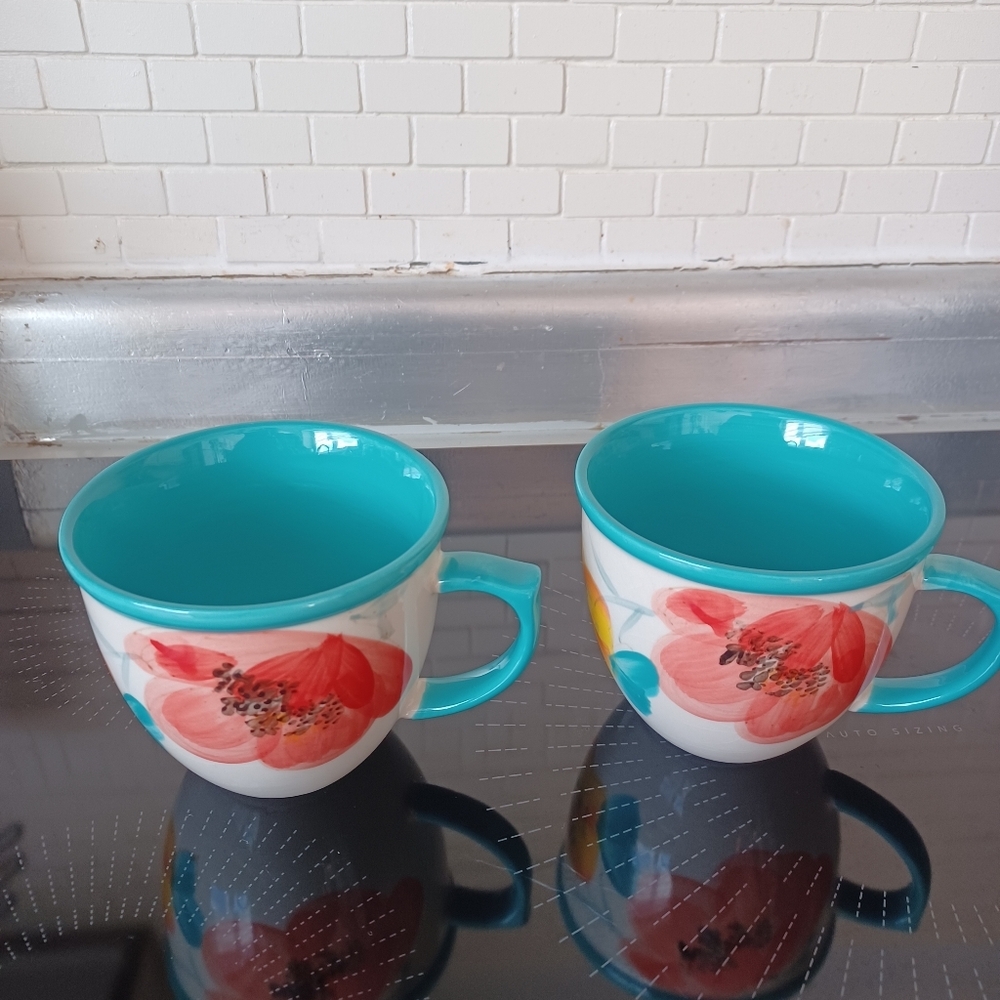The Pioneer Woman Vintage Bloom Floral Ceramic Mug Cup Farmhouse Boho Lot Of 2 - Picture 3 of 10